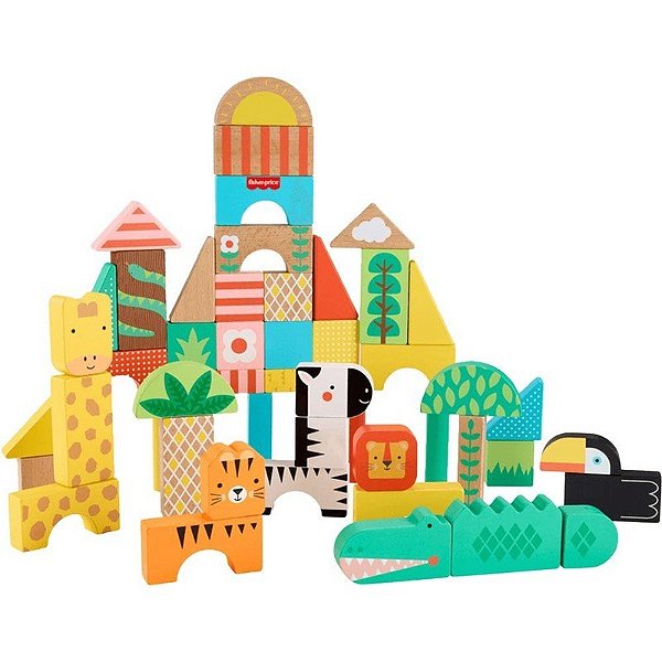 Blocos de Construção de Madeira Selva Fisher-Price - JFG11 (50 Peças)