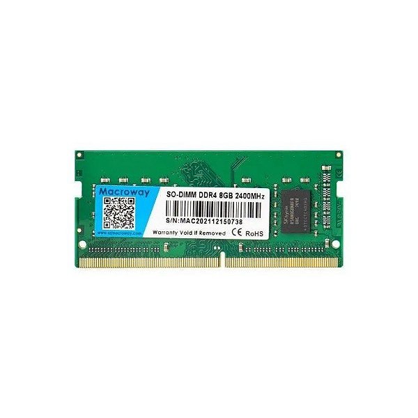 Memória para Notebook Macroway, DDR4 8GB (1X8GB), 2400MHz, SO-DIMM, Verde
