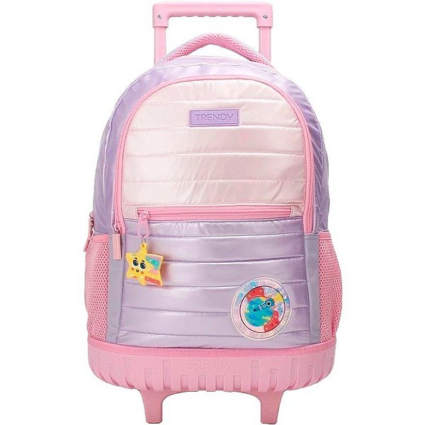 Mochila com Rodas Trendy 28030 - Rosa/Lilás
