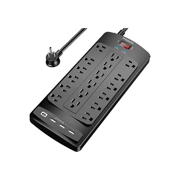 Filtro de Energia Powsav NBW-903 18 Tomadas + 4 Portas USB - Preto