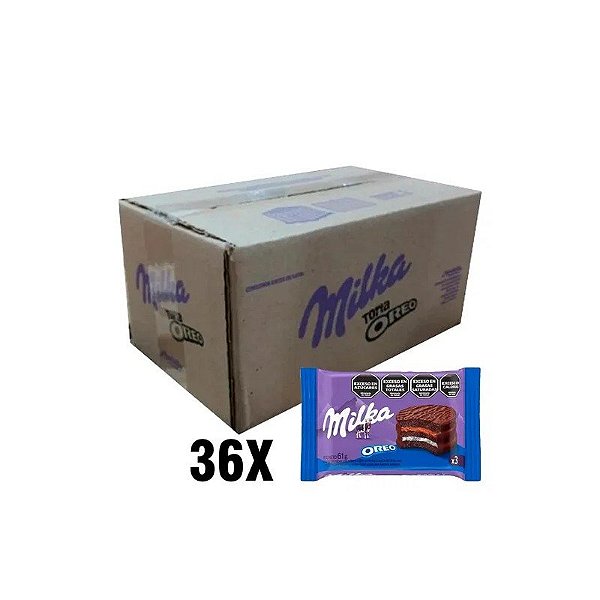 Caixa com 36 unidades de 55g de Alfajor Oreo de Baunilha com Cobertura de Chocolate ao Leite