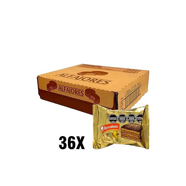 Caixa de Alfajor Terrabusi de Triplo Recheio de Doce de Leite com 36 Unidades de 70g cada