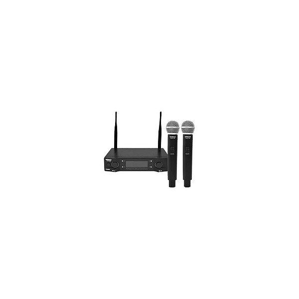 Microfone Satellite A-MK1203 UHF Sem Fio - Preto (Kit com 2)