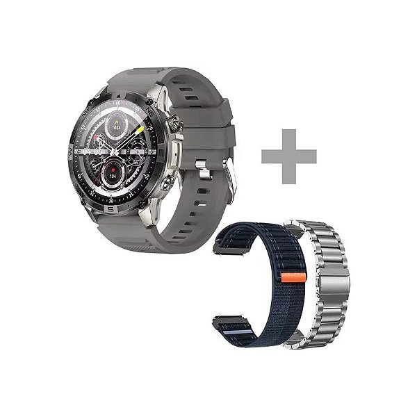 Relógio G-Tide R6 Pro com GPS/Bluetooth - Cinza/Azul + 2 Pulseiras