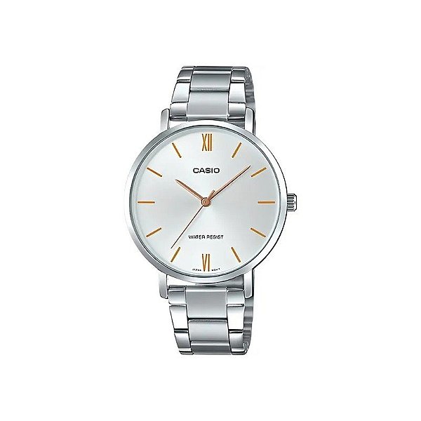 Relógio Casio LTP-VT01D-7BUDF Analógico Feminino - Prata/Branco