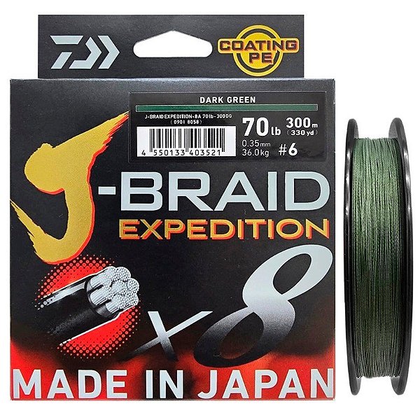 Linha Multifilamento Daiwa J-Braid Expedition X8 0,35mm 70lb 300m