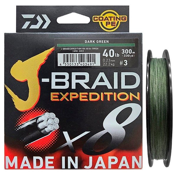 Carretel multifilamento Daiwa J-Braid Expedition X8 0.23mm 40lb 300m
