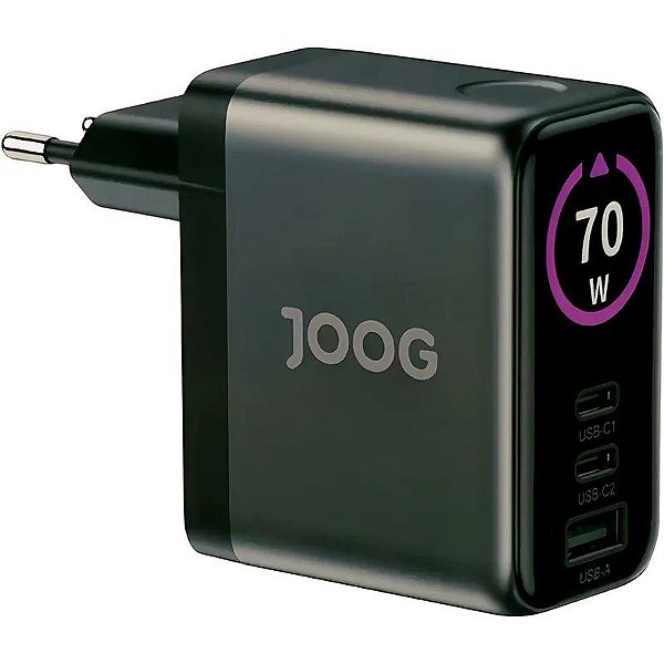 Carregador de Parede Joog PD Charger VC70A 70W UltraFast USB-A + 2 portas USB-C