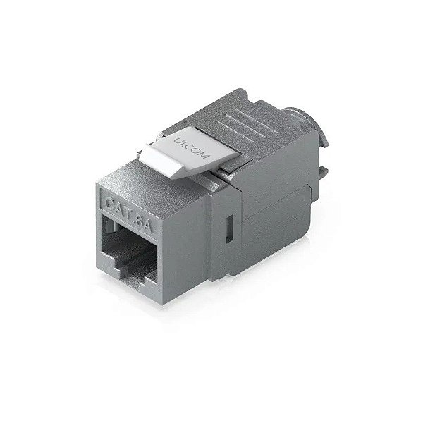 Conector Acoplador CAT6A Cinza Ui. UACC-KEYSTONE-JACK-C6A