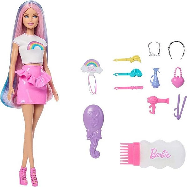 Boneca Barbie Rainbow Sparkle Hair Mattel - JJP06 JJP07