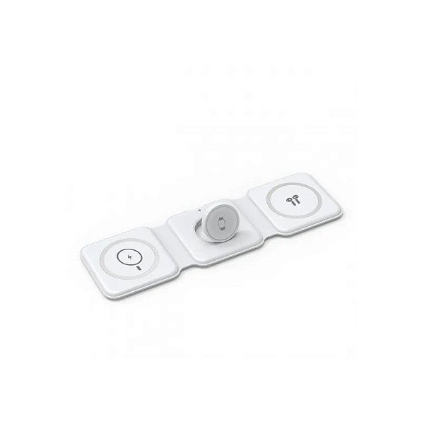 Carregador Wiwu M6 Power Air, 3 Em 1, Dobrável, 15W 3A, Sem Fio - Branco