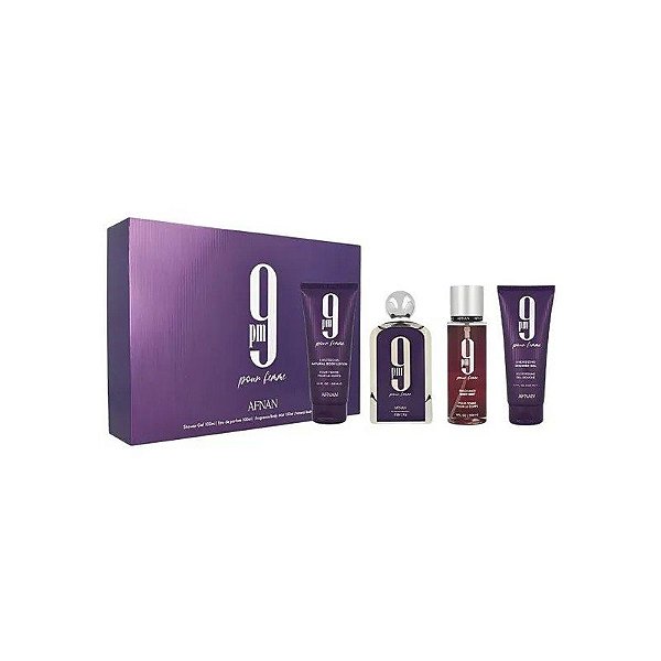 Kit Afnan 9AM Feminino 100 ML + Gel de Banho + Splash Corporal + Loção