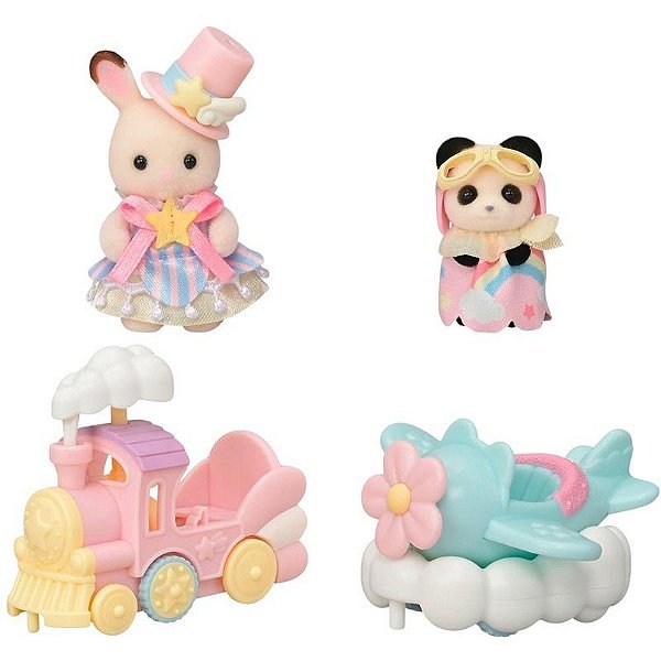 Conjunto Brinquedo de Parque de Diversões Avião e Trem Sylvanian Families Epoch - 5819