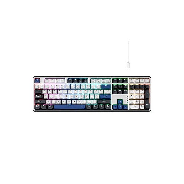 Teclado Gamer Redragon K689WBB RGB Wyvern USB Inglês Branco Preto