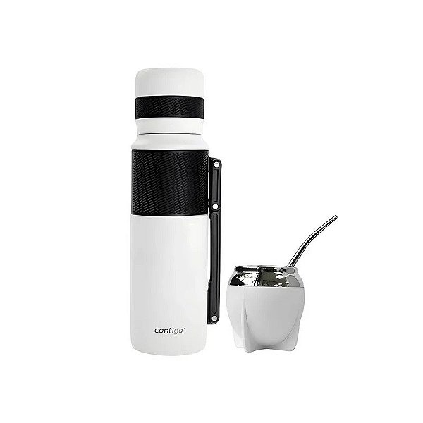 Kit Térmico Contigo 2.0 1.18L + Cuia + Bomba - Branco
