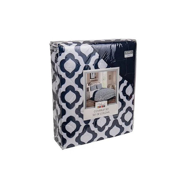 Jogo de Sobrecama Home Accents King Tamanho Azul 3 Peças