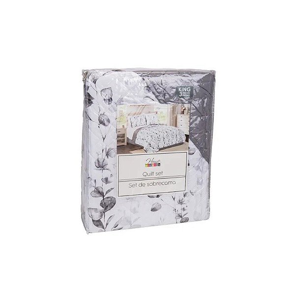 Jogo de Colcha Home Accents King Estampado Branco 3 Peças