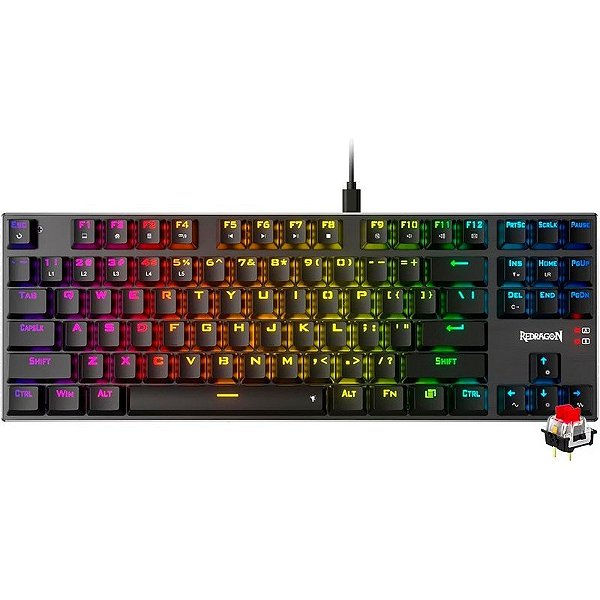 Teclado Gamer Redragon com Cabo Dharma TKL K660-RGB Switch Vermelho