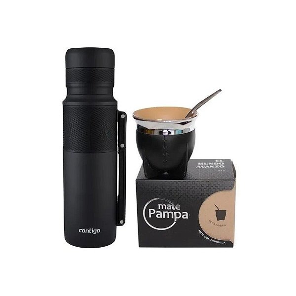 Kit Térmico Contigo - 1.1L Black Matte + Guampa + Bombilla