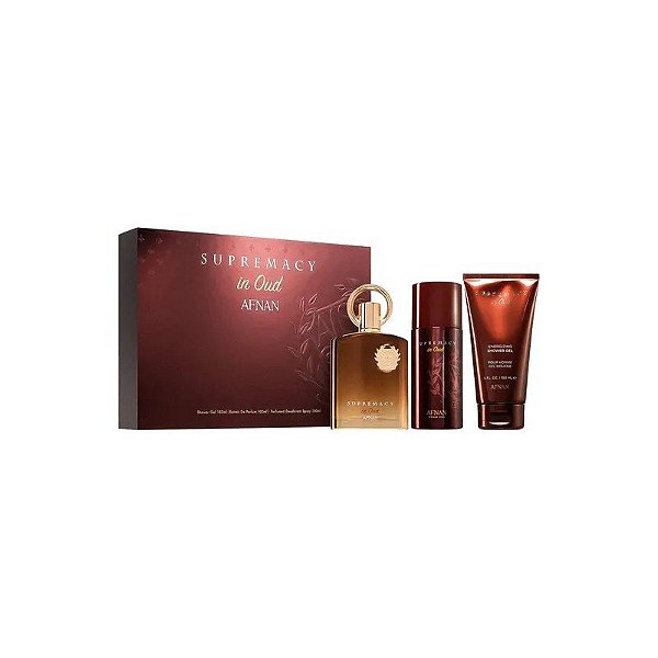 Kit Afnan Supremacy In Oud Perfume Eau de Parfum Unissex 100ML + Desodorante + Gel de Banho