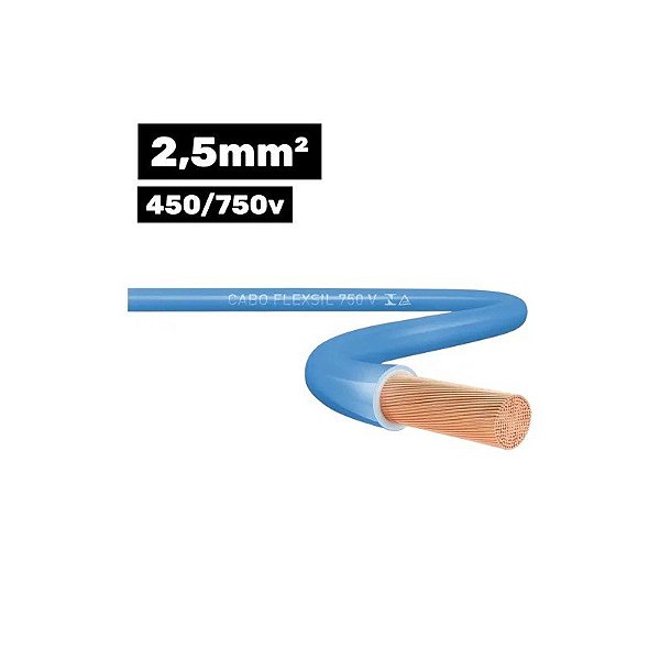 Cabo Flexsil 450/750V 1x2,5MM 100M Azul