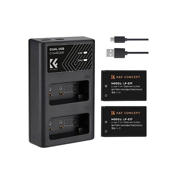 Kit de Bateria e Carregador K&F LP-E17 para Canon (KF28.0014) - Preto