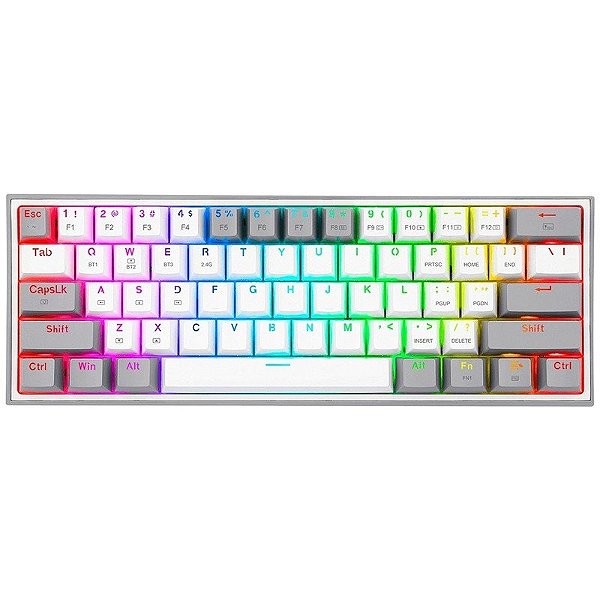 Teclado Gamer Redragon K616-RGB FIZZ PRO Branco/Cinza (Inglês - 3 Modos)