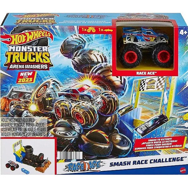 Foguete Hot Wheels Smash Race Challenge Monster Trucks Arena Smashers Mattel - HNB89