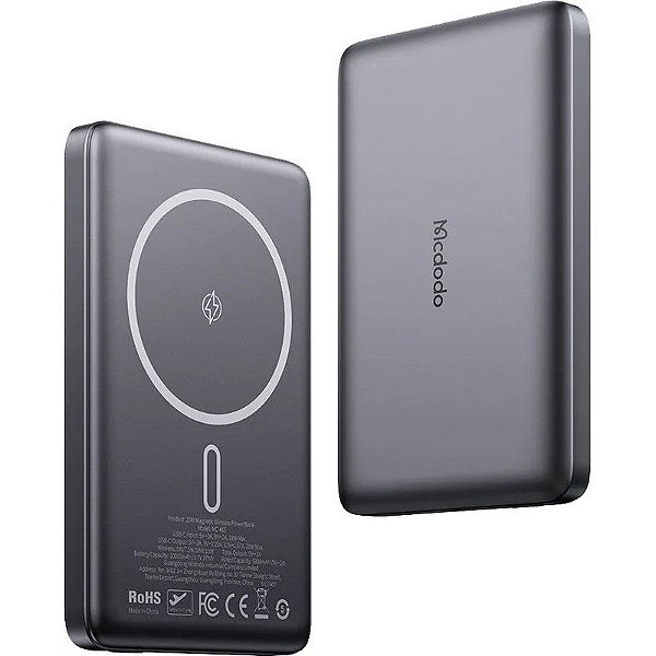 Carregador Portátil Mcdodo MC-465 10000mAh 20W Magnético Sem Fio Power Bank Preto