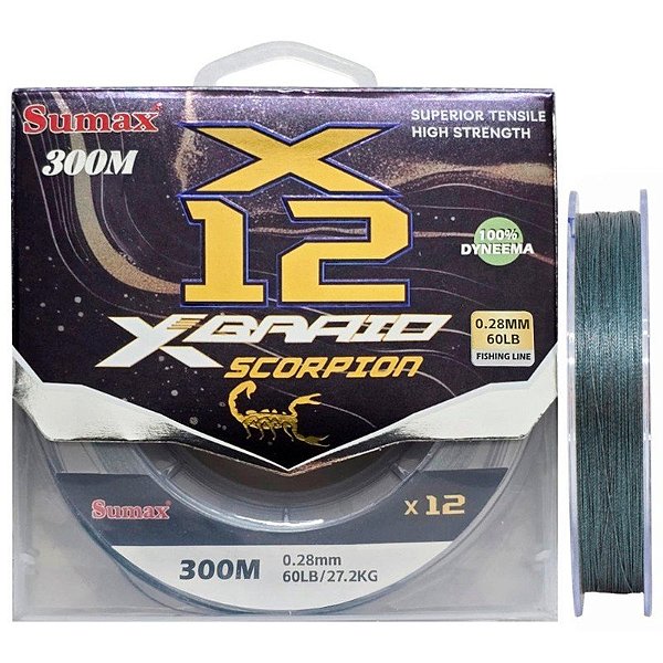 Linha Multifilamento Sumax Scorpion Braid X12 0,28mm 60lb 300m