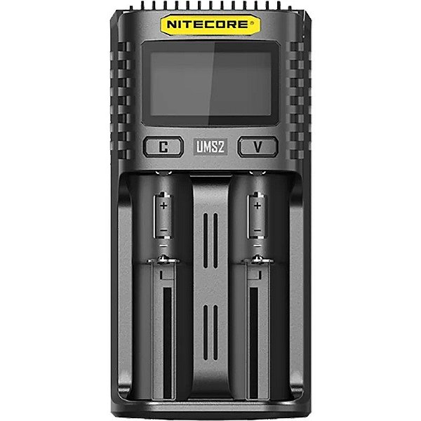 Carregador de Baterias Nitecore UMS2 AA/AAA/AAAA/C/D Ni-MH e Li-ion - Bivolt