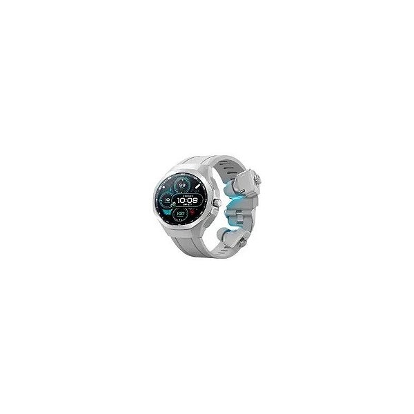 Relógio G-Tide R9 Edge Silver com Fone Bluetooth, IP68 e Cancelamento de Ruído Ativo