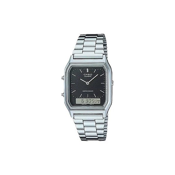 Relógio Casio Vintage AQ-230A-1DMQ Analógico/Digital Unissex - Prata/Preto