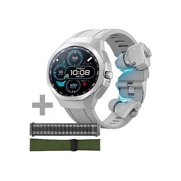 Relógio G-Tide R9 Edge com Bluetooth - Prata + 2 Pulseiras