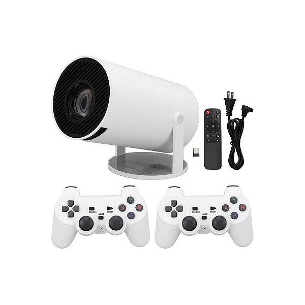 Projetor Ultra HD HY300 - HDMI/USB - 4K - Wi-Fi/Bluetooth - com 2 Controles e Jogos - Bivolt - Branco