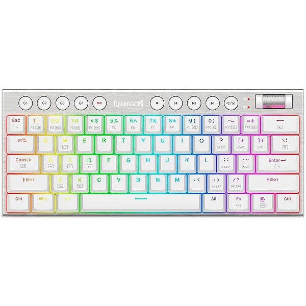 Teclado Gamer Redragon Horus Mini K632W-RGB Branco (Inglês com fio) Switch Vermelho