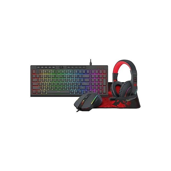 Kit Gamer Redragon Teclado K515RGB-SP + Mouse M616 + Headset H120 RGB + Mousepad P016 - S148