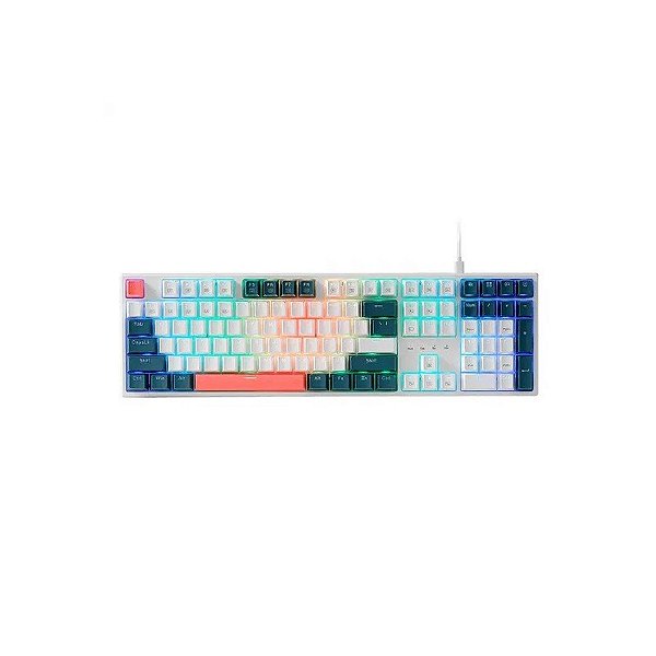 Teclado Gamer Mecânico Redragon Trundle K668WBO, RGB 100% USB-C, Switch Red, Inglês, Branco/Rosa/Azul Escuro