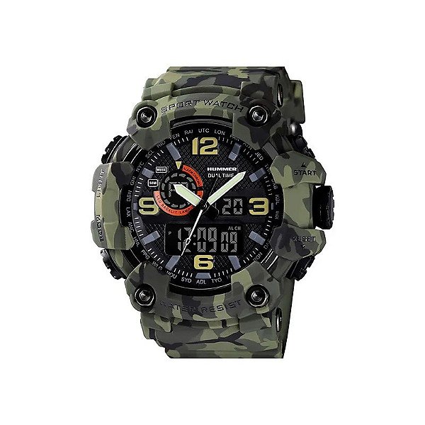 Relógio Masculino Analógico e Digital Hummer WH2-224028 - Camuflado Verde