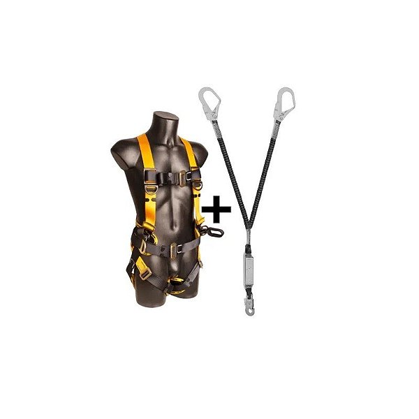 Kit de Arnês de Segurança Epi NTR Cinto + Corda Proteção contra Quedas
