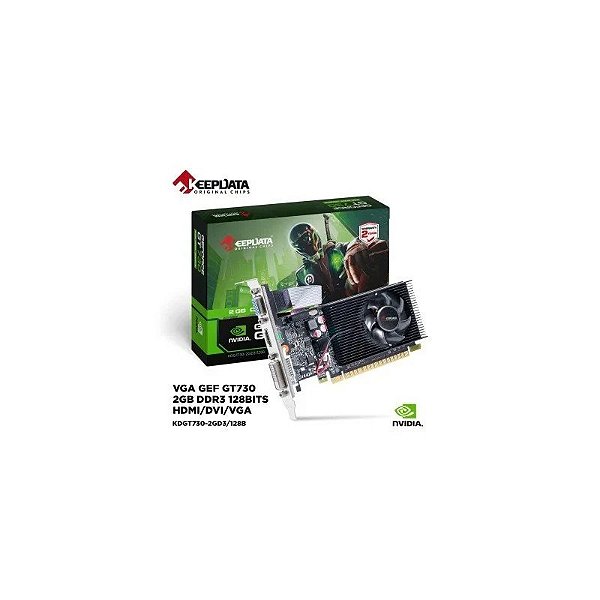 Placa de Vídeo 2GB GT730 Keepdata DDR3 128BITS HDMI/DVI/VGA