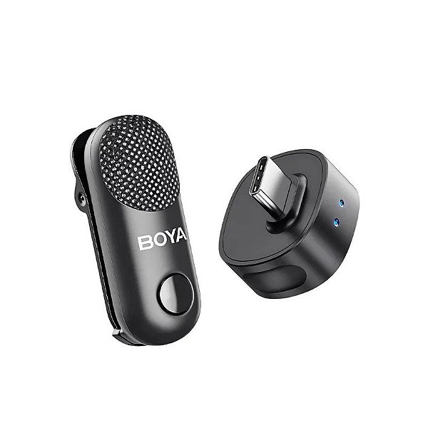 Microfone Sem Fio Boya MAGIC-08 USB-C - Preto (1TX+1RX) (Sem Estojo de Carga)