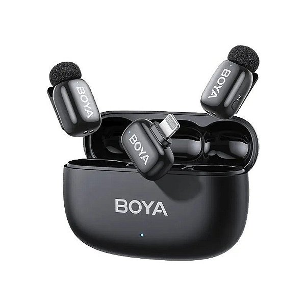 Microfone Sem Fio Boya MINI 2-03 Lightning Duplo - Preto