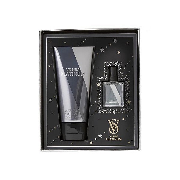 Kit Victoria's Secret Loção Corporal Him Platinum 100ML + Perfume Edp 7.5ML - Masculino 2 Peças