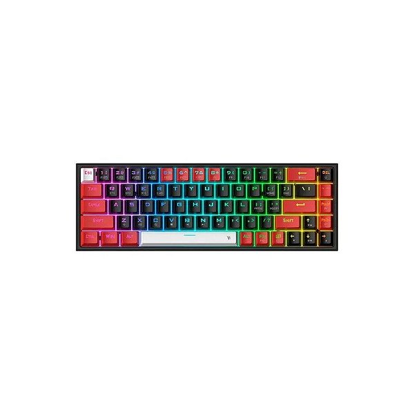Teclado Gamer Redragon Castor Pro K631 RGB Switch Hot-Swap Layout 65% Sem Fio Bluetooth Wirelees e Wired - Preto Vermelho Branco