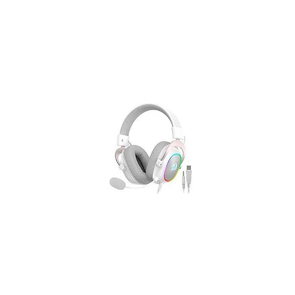 Fone de Ouvido Gamer Redragon H510W-RGB Zeus X RGB / com Fio - Branco