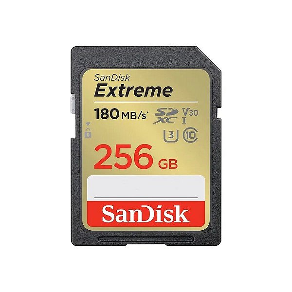 Cartão de Memória SD Sandisk Extreme 180-130 MB/s C10 U3 V30 256 GB (SDSDXVV-256G-Gncin)