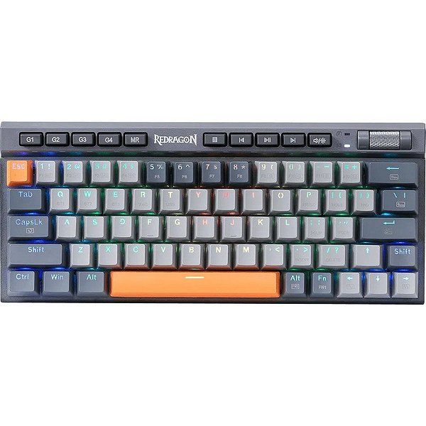 Teclado Gamer Redragon K634GG-RGB-PRO Traric Pro Cinza (Inglês - 3 Modos) Switch Red