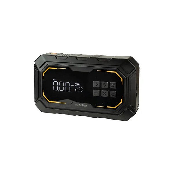 Compressor de Ar Portátil Midi Pro 3 Em 1 MDP-10A - 10000mAh - Recarregável - com Lanterna - Preto