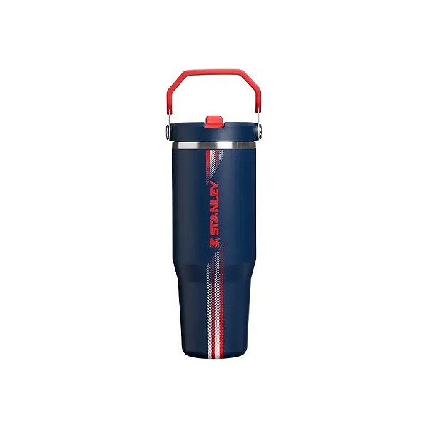 Garrafa Térmica Stanley The Iceflow Flip Straw Tumbler de 887 ML - Azul Marinho Vermelho